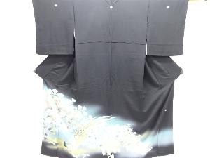 作家物　手描き友禅　菊に雉模様留袖(比翼付き)